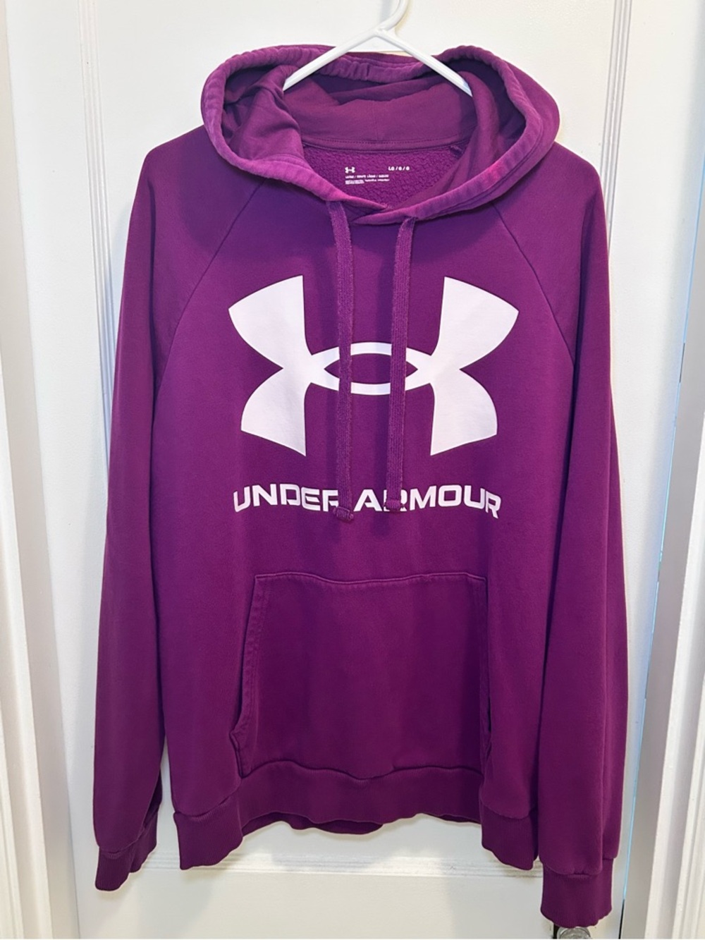 Under Armour Purple Logo Fleece Pullover Hoodie Sweatshirt Mens Size L